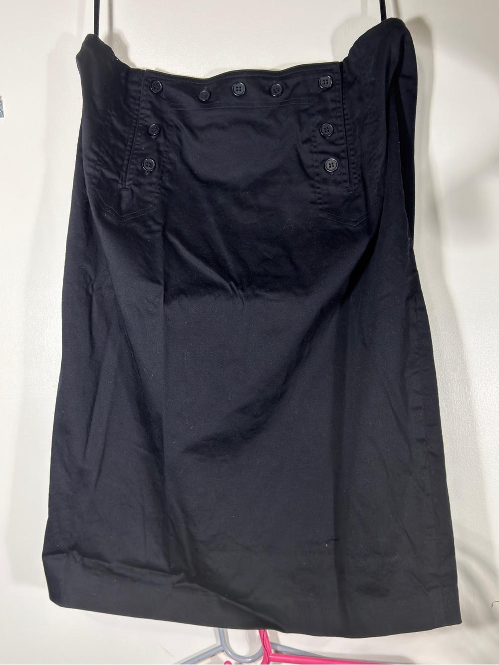 Vintage Spiegel Black High Waist Sailor Button-Trim Pencil Skirt 14